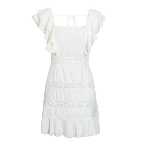 Mini Robe D'Été Bohème Blanche Vetement